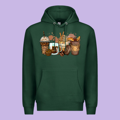 Leopard Coffee Cups Premium Hoodie Designed By Zillion Design Studio