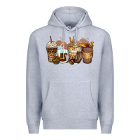 Heather Grey leopard coffee cups Premium Hoodie - Zillion Design Studio