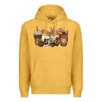Mustard leopard coffee cups Premium Hoodie - Zillion Design Studio