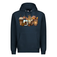 Navy leopard coffee cups Premium Hoodie - Zillion Design Studio