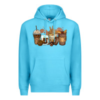 Ocean Blue leopard coffee cups Premium Hoodie - Zillion Design Studio