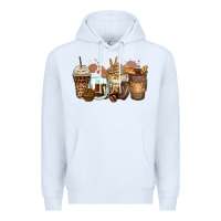White leopard coffee cups Premium Hoodie - Zillion Design Studio