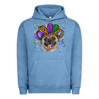 Pigment Pebble Blue Mardi gras hat pug Urban Hoodie - RanaPortraitStore