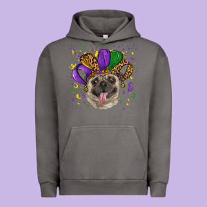 Mardi Gras Hat Pug Urban Hoodie Designed By Ranaportraitstore