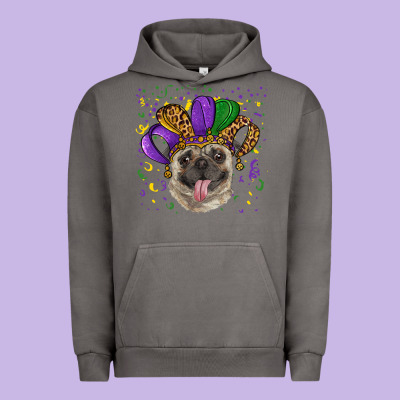 Urban Hoodie Mardi gras hat pug