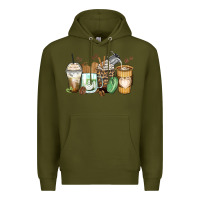 Army Green latte coffee cups Premium Hoodie - Zillion Design Studio