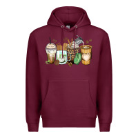 Burgundy latte coffee cups Premium Hoodie - Zillion Design Studio