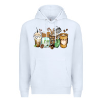 White latte coffee cups Premium Hoodie - Zillion Design Studio