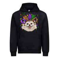 Black Mardi Gras White Pomeranian with Hat Urban Hoodie - RanaPortraitStore
