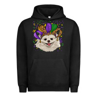 Pigment Black Mardi Gras White Pomeranian with Hat Urban Hoodie - RanaPortraitStore