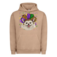 Pigment Burro Mardi Gras White Pomeranian with Hat Urban Hoodie - RanaPortraitStore
