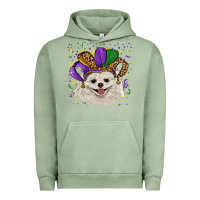 Pigment Oil Green Mardi Gras White Pomeranian with Hat Urban Hoodie - RanaPortraitStore