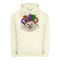 Pigment Pistachio Mardi Gras White Pomeranian with Hat Urban Hoodie - RanaPortraitStore