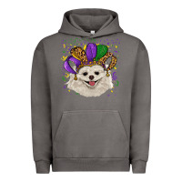 Pigment Tornado Mardi Gras White Pomeranian with Hat Urban Hoodie - RanaPortraitStore