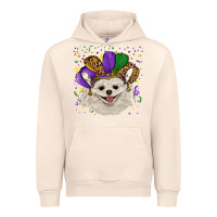 Sandshell Mardi Gras White Pomeranian with Hat Urban Hoodie - RanaPortraitStore