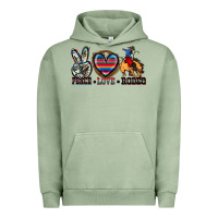 Pigment Oil Green peace love rodeo Urban Hoodie - Zillion Design Studio