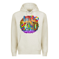Oatmeal Heather be kind with heart ballons Premium Hoodie - texasbilliewilder