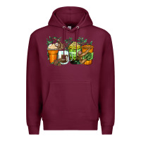 Burgundy sloth coffee cups Premium Hoodie - Zillion Design Studio