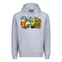 Heather Grey sloth coffee cups Premium Hoodie - Zillion Design Studio