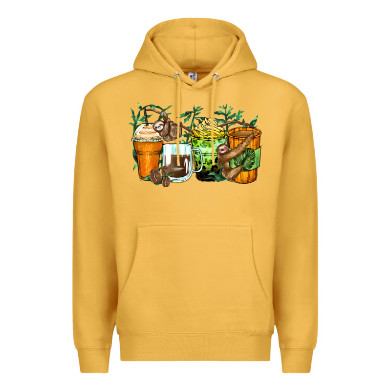 Sloth Coffee Cups Premium Hoodie by Zillion Design Studio | Teevron