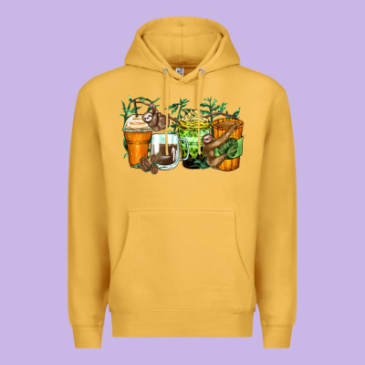 Sloth Coffee Cups Premium Hoodie Designed By Zillion Design Studio