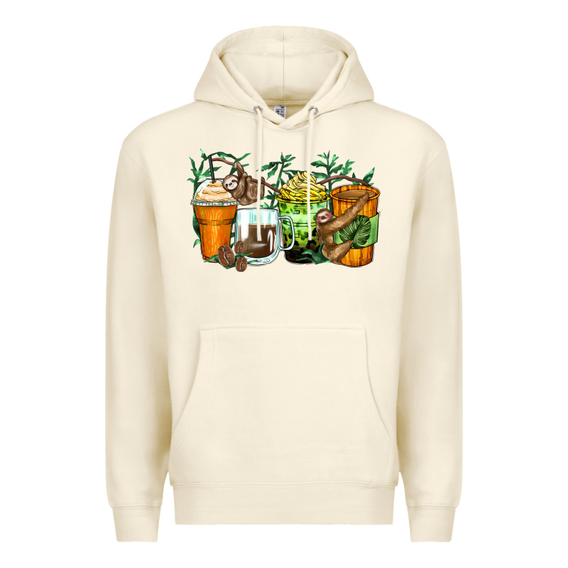 Sloth Coffee Cups Premium Hoodie by Zillion Design Studio | Teevron