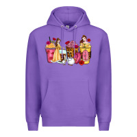 Purple princess cartoon coffee cups Premium Hoodie - Zillion Design Studio