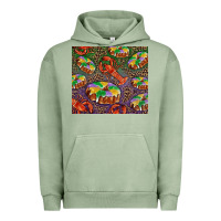 Pigment Oil Green Mardi gras king cake and crawfish Urban Hoodie - RanaPortraitStore