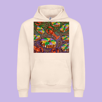 Urban Hoodie Mardi gras king cake and crawfish