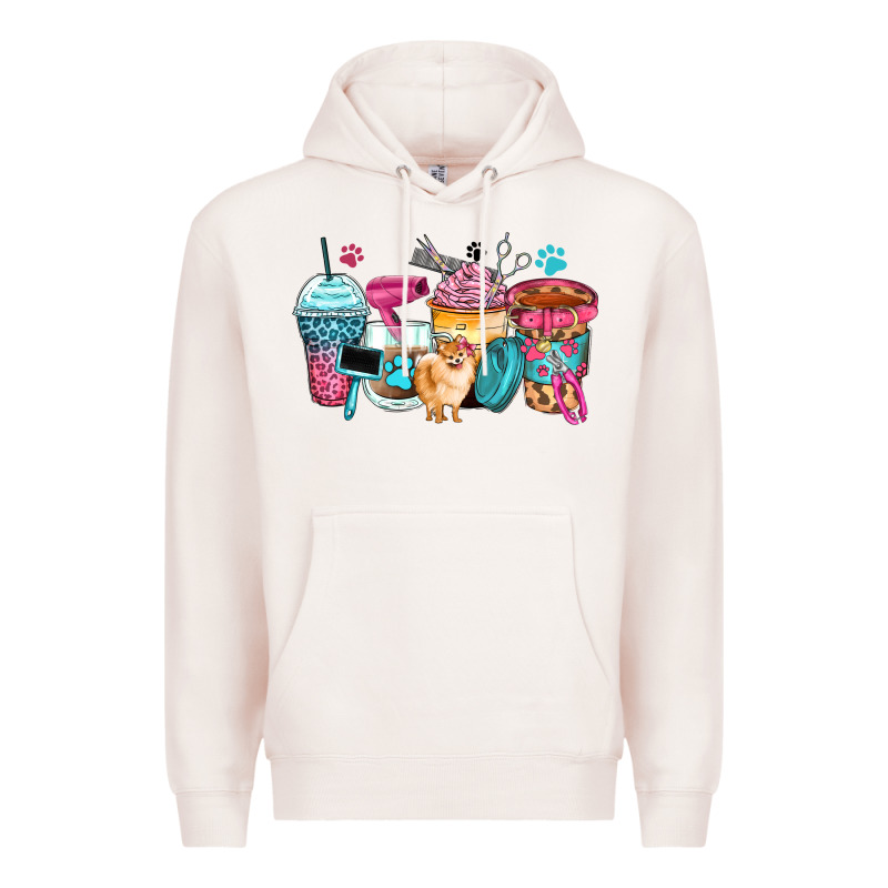 Pet Groomer Coffee Cups Premium Hoodie by Zillion Design Studio | Teevron