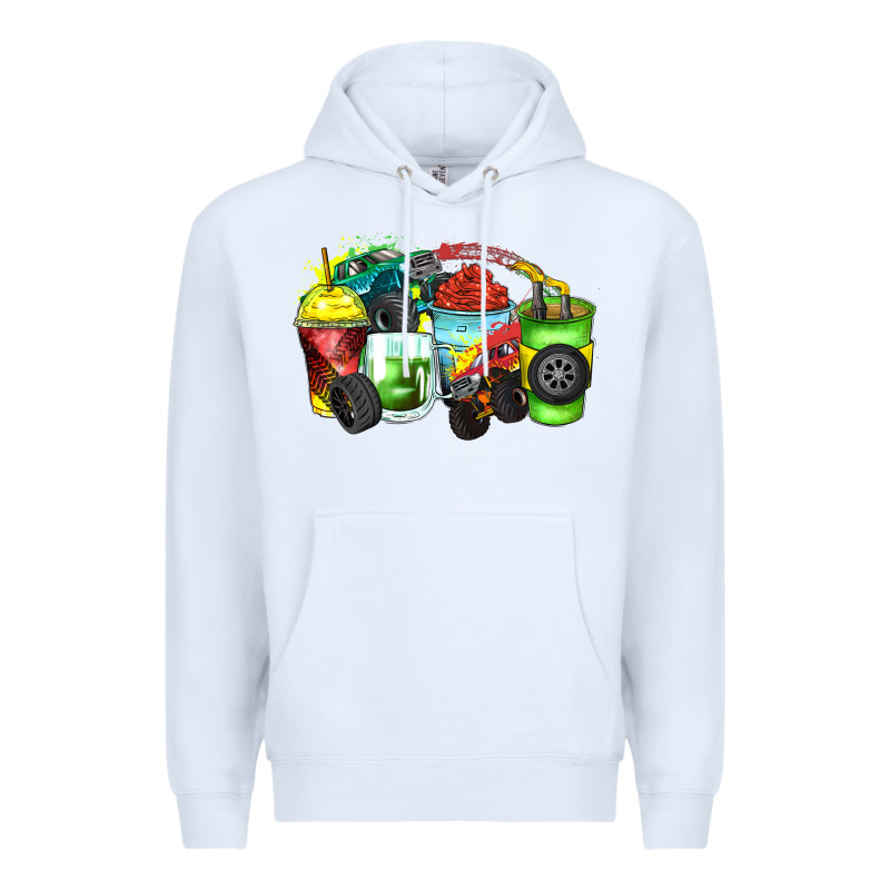 Monster Truck Coffee Cups Premium Hoodie by Zillion Design Studio | Teevron