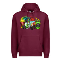 Burgundy monster truck coffee cups Premium Hoodie - Zillion Design Studio