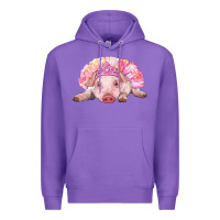 Purple Balerina Baby Pig With Tutu Premium Hoodie - RanaPortraitStore