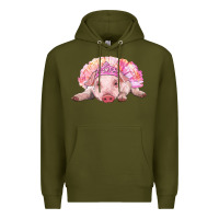 Army Green Balerina Baby Pig With Tutu Premium Hoodie - RanaPortraitStore