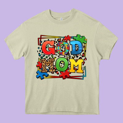 Autism God Mom Heavy Core Tee Designed By Lillyallendesigns