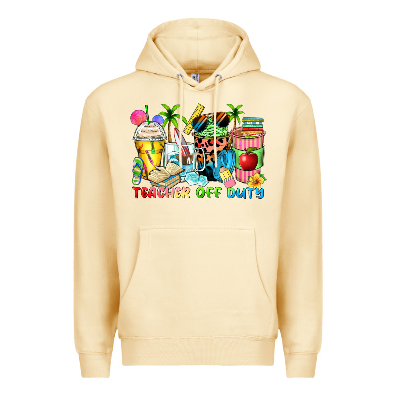 Teacher Off Duty Coffee Cups Premium Hoodie by Zillion Design Studio | Teevron