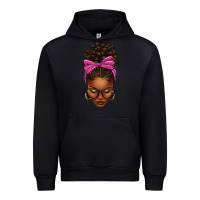 Black afro messy bun pink leopard bow Urban Hoodie - texasbilliewilder