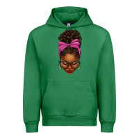 Emerald afro messy bun pink leopard bow Urban Hoodie - texasbilliewilder