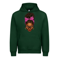 Foreset Green afro messy bun pink leopard bow Urban Hoodie - texasbilliewilder