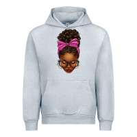 Heather Grey afro messy bun pink leopard bow Urban Hoodie - texasbilliewilder