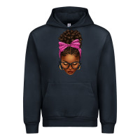 Navy afro messy bun pink leopard bow Urban Hoodie - texasbilliewilder