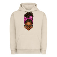 Pigment French Oak afro messy bun pink leopard bow Urban Hoodie - texasbilliewilder