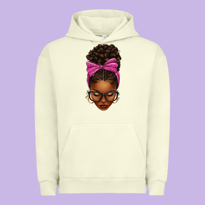 Urban Hoodie afro messy bun pink leopard bow