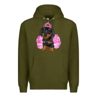 Army Green Balerina Dachshund With Tutu Premium Hoodie - RanaPortraitStore