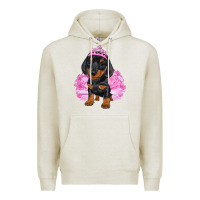 Oatmeal Heather Balerina Dachshund With Tutu Premium Hoodie - RanaPortraitStore
