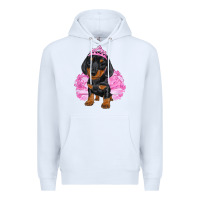 White Balerina Dachshund With Tutu Premium Hoodie - RanaPortraitStore