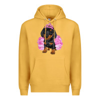 Mustard Balerina Dachshund With Tutu Premium Hoodie - RanaPortraitStore