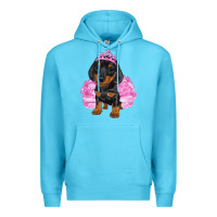 Ocean Blue Balerina Dachshund With Tutu Premium Hoodie - RanaPortraitStore
