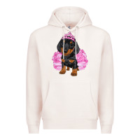 Pale Pink Balerina Dachshund With Tutu Premium Hoodie - RanaPortraitStore