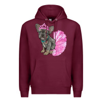 Burgundy Balerina French Bulldog With Tutu Premium Hoodie - RanaPortraitStore